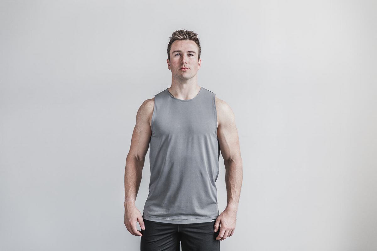 Nobull Lightweight Men's Tank Tops Dark Grey | Australia (XV6245)